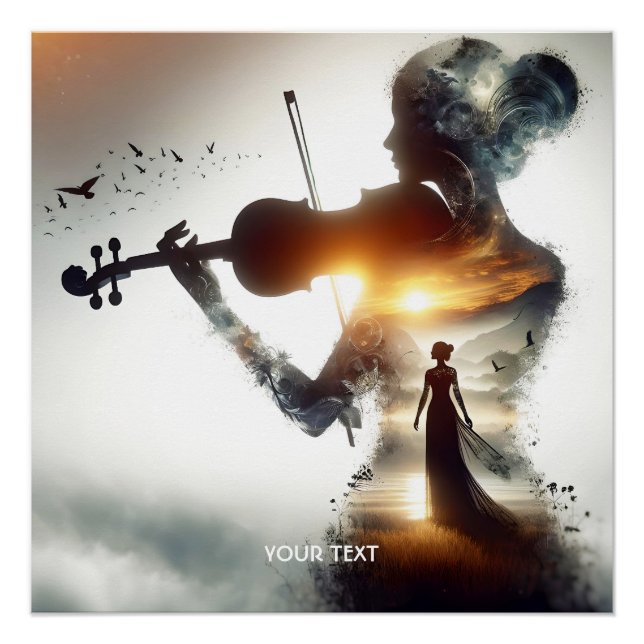 Fantasy Cute Violin Girl Sun Poster (Front)