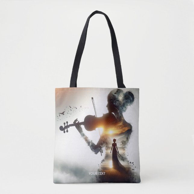 Fantasy Cute Violin Girl Sun Tote Bag (Front)