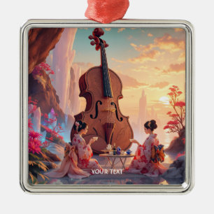 Fantasy Cute Violin Girls Tea Metal Ornament