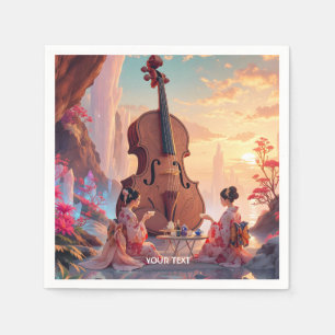 Fantasy Cute Violin Girls Tea Napkins