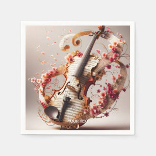 Fantasy Cute Violin Notes Flowers Napkins