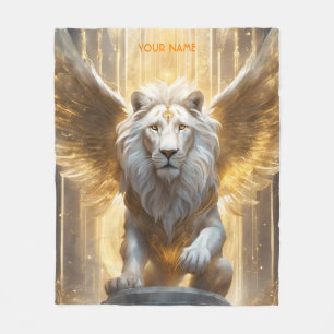 Fantasy Cute Vivid Angelic White Lion Fleece Blanket