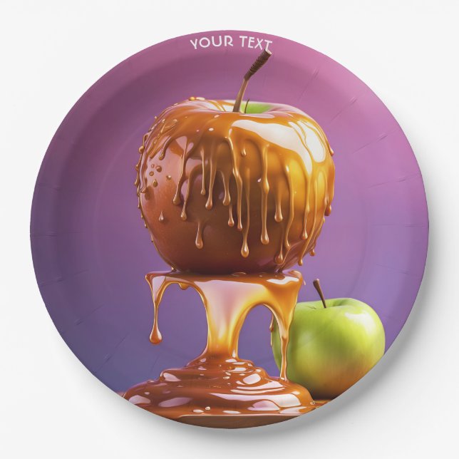 Fantasy Cute Vivid Apple Caramel Syrup Paper Plates (Front)
