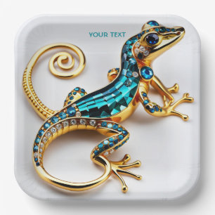 Fantasy Cute Vivid Art Deco Gecko Paper Plates