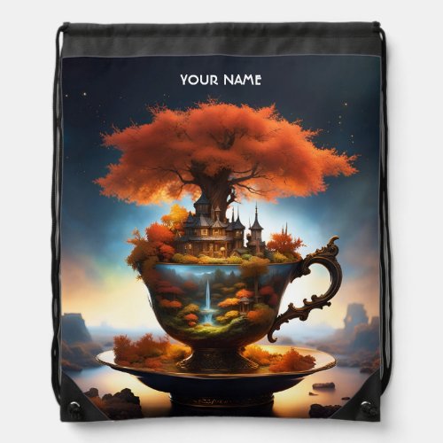 Fantasy Cute Vivid Autumn Wonders Cup Drawstring Bag