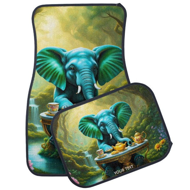 Fantasy Cute Vivid Baby Elephant Breakfast Car Floor Mat (Set)