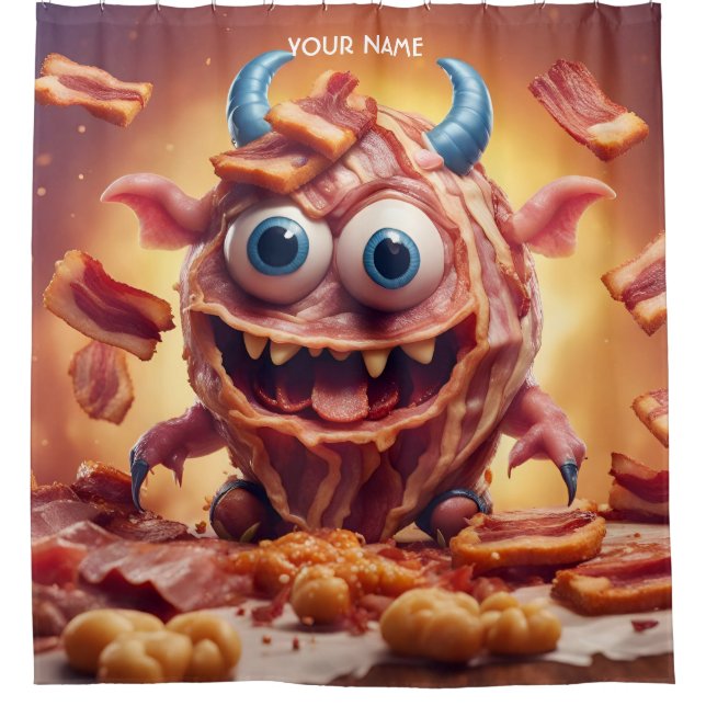 Fantasy Cute Vivid Bacon Funny Creature Shower Curtain (Front)
