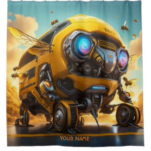 Fantasy Cute Vivid Bee School Bus Shower Curtain