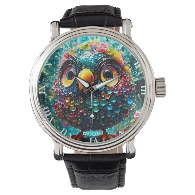 Fantasy Cute Vivid Bird Yellow Eyes Watch (Front)