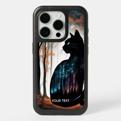 Fantasy Cute Vivid Black Cat Forest iPhone 15 Pro Case