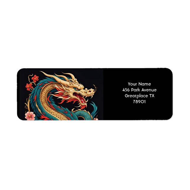 Fantasy Cute Vivid Blue Yellow Dragon Label (Front)