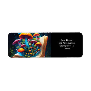 Fantasy Cute Vivid Book Mushrooms Forest Label