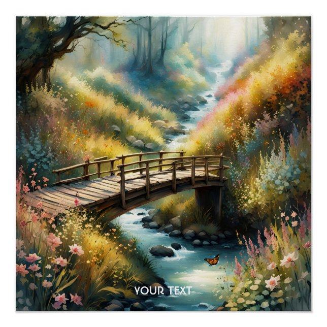Fantasy Cute Vivid Bridge Morning River Poster (Front)