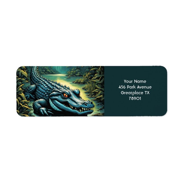Fantasy Cute Vivid Cartoon Alligator Forest Label (Front)