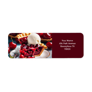 Fantasy Cute Vivid Cherry Icecream Pie Label