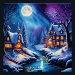Fantasy Cute Vivid Christmas Winter Night Poster<br><div class="desc">Fantasy Cute Vivid Christmas Winter Night. Perfect As A Birthday Gift Or For Any Kind Of Party</div>