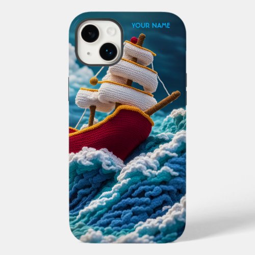Fantasy Cute Vivid Crochet Ship Waves Case_Mate iPhone 14 Plus Case