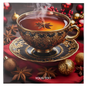 Fantasy Cute Vivid Cup Tea Christmas Ceramic Tile