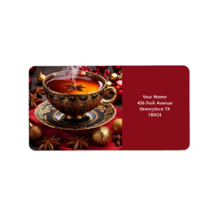 Fantasy Cute Vivid Cup Tea Christmas Label