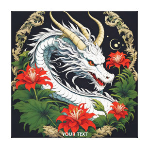 Fantasy Cute Vivid Dragon Flowers Leaves Canvas Print