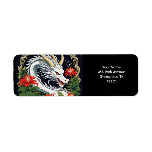 Fantasy Cute Vivid Dragon Flowers Leaves Label