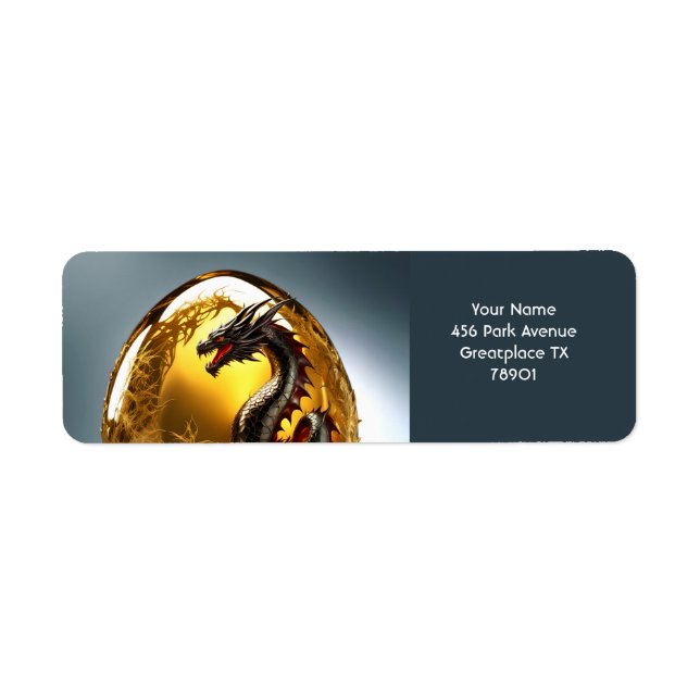 Fantasy Cute Vivid Dragon Glass Egg Label (Front)