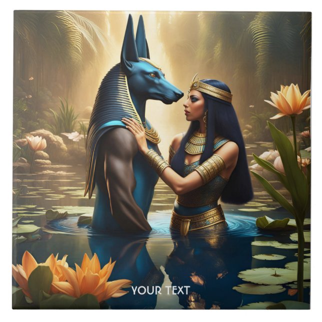 Fantasy Cute Vivid Egypt God Woman Ceramic Tile (Front)