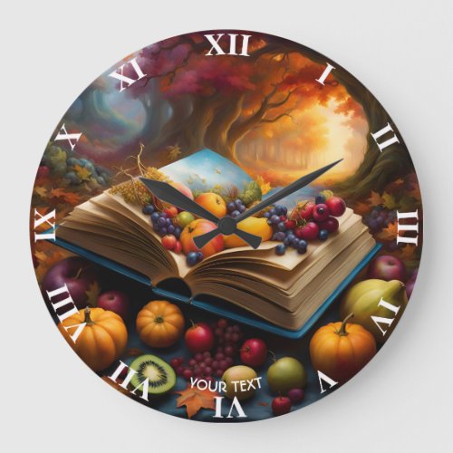 Fantasy Cute Vivid Fall Harvest Festival Large Clock