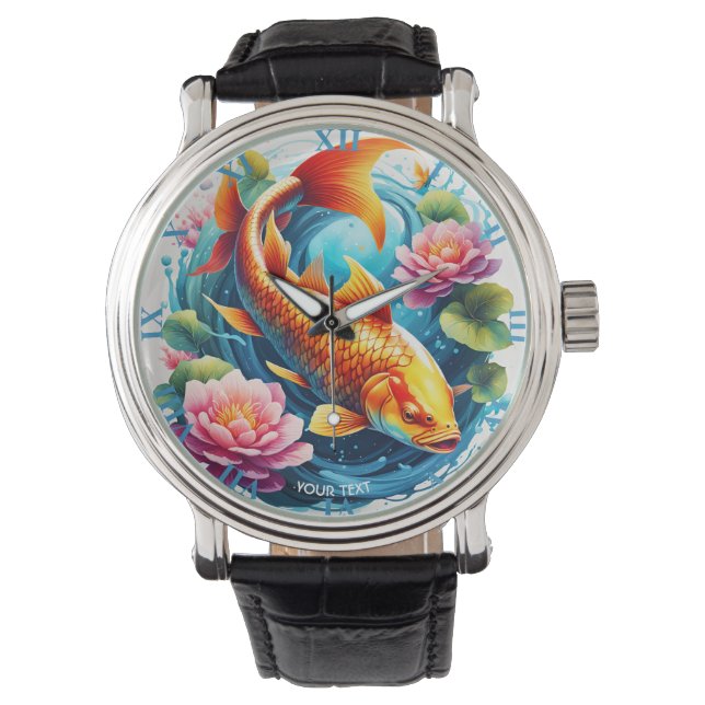Fantasy Cute Vivid Fish Sea Flowers Watch (Front)