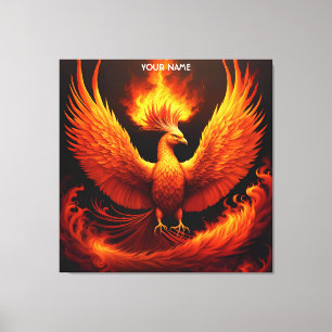 Fantasy Cute Vivid Flames Phoenix Bird Canvas Print
