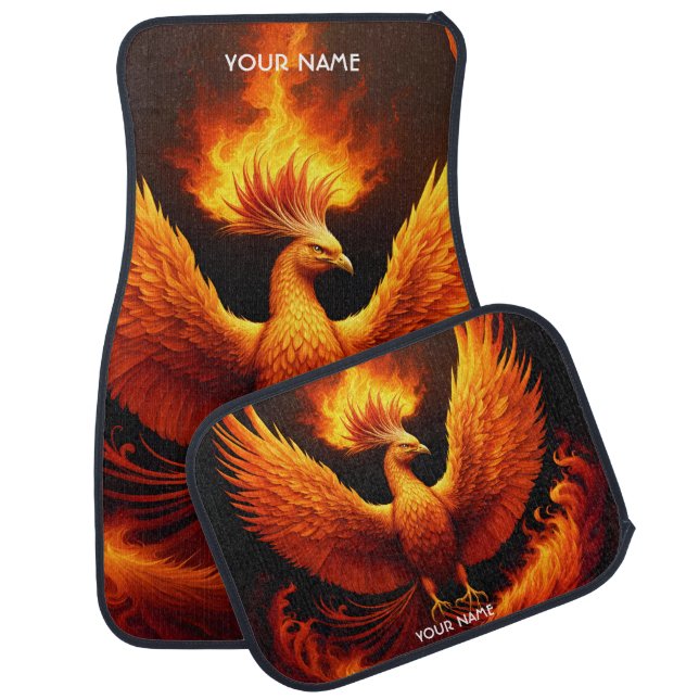 Fantasy Cute Vivid Flames Phoenix Bird Car Floor Mat (Set)