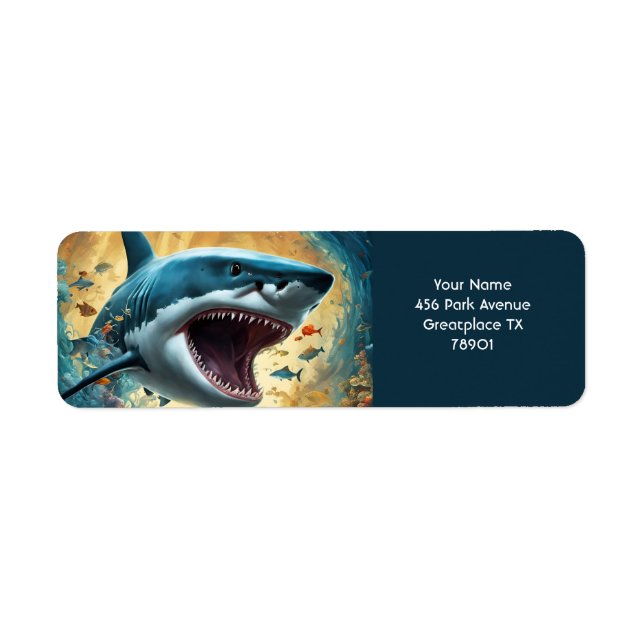 Fantasy Cute Vivid Flowers Shark Wave Label (Front)