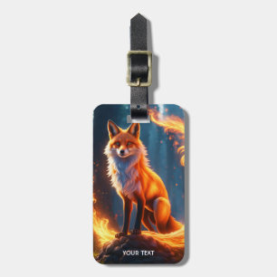 Fantasy Cute Vivid Fox Fire Forest Luggage Tag