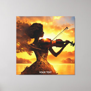 Fantasy Cute Vivid Girl Playing Violin Canvas Print