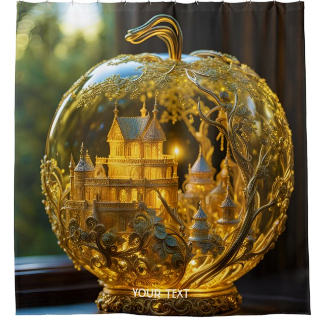 Fantasy Cute Vivid Glass Castle Light Shower Curtain (Front)