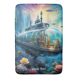 Fantasy Cute Vivid Glass Submarine Flowers Bath Mat