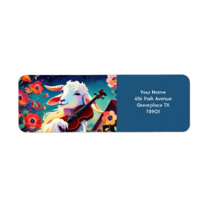 Fantasy Cute Vivid Goat Playing Violin Label