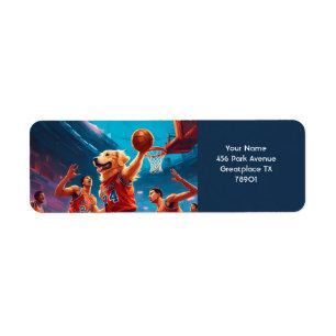 Fantasy Cute Vivid Golden Retriever Basketball Label