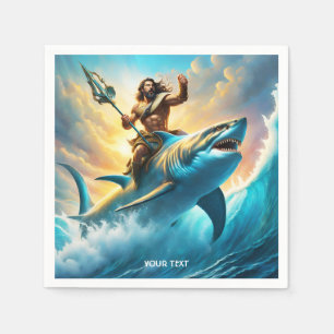 Fantasy Cute Vivid Greek God Shark Napkins