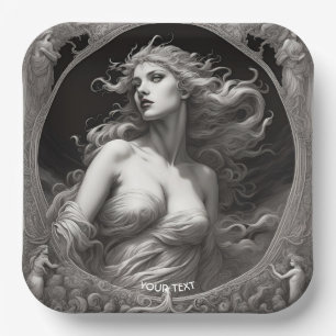 Fantasy Cute Vivid Greek Goddess Beauty Paper Plates