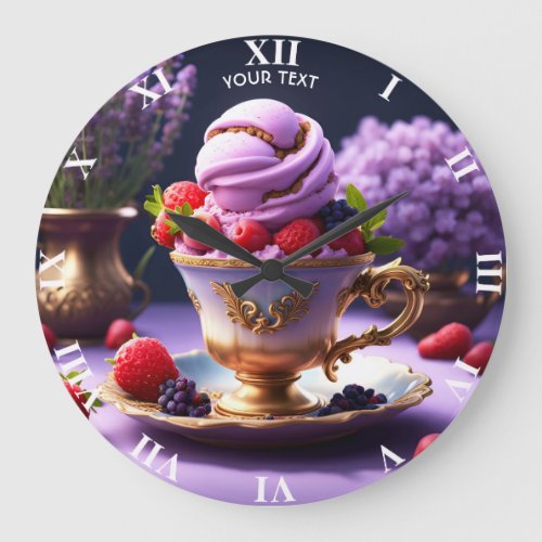 Fantasy Cute Vivid Ice Cream Cup Large Clock