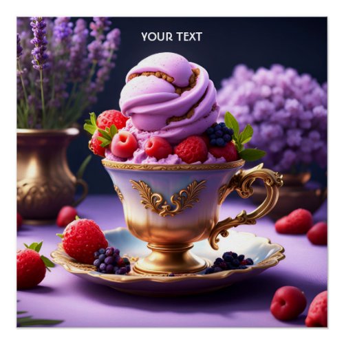 Fantasy Cute Vivid Ice Cream Cup Poster
