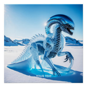 Fantasy Cute Vivid Ice Creature Sculpture Poster