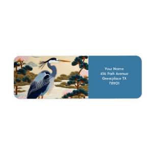 Fantasy Cute Vivid Japanese Heron Blue Label