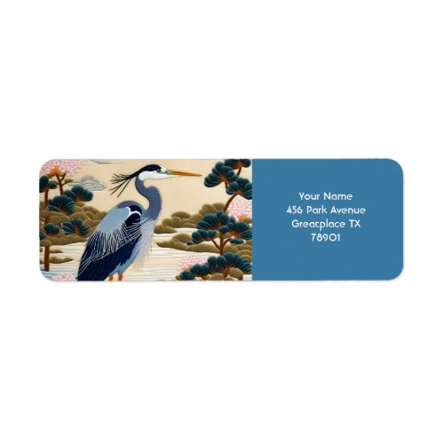 Fantasy Cute Vivid Japanese Heron Blue Label