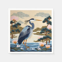 Fantasy Cute Vivid Japanese Heron Blue