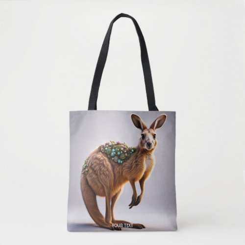 Fantasy Cute Vivid Kangaroo Portrait Flowers Tote Bag