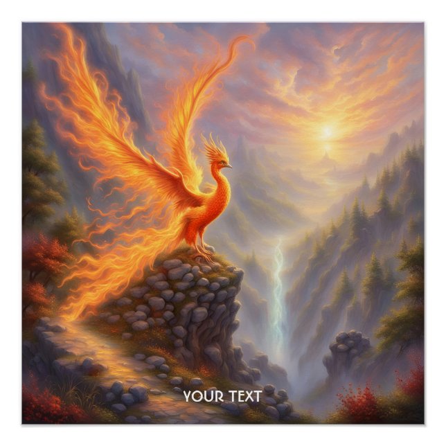 Fantasy Cute Vivid Lake Phoenix Fire Poster (Front)