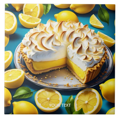 Fantasy Cute Vivid Lemon Meringue Pie Ceramic Tile