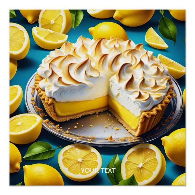 Fantasy Cute Vivid Lemon Meringue Pie Poster (Front)